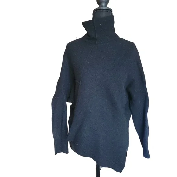 ALLSAINTS Gala Black Cashmere Wool Blend High Neck Oversized Sweater XSmall $269 - Picture 2 of 6
